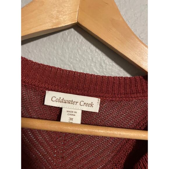 Coldwater Creek Womens Cardigan Size 3X Red Open Knit Button Up Neutral Casual - Picture 2 of 7